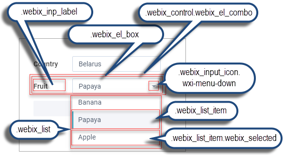 Webix Combo CSS map