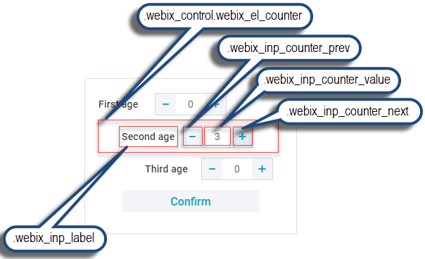 Webix Counter CSS map