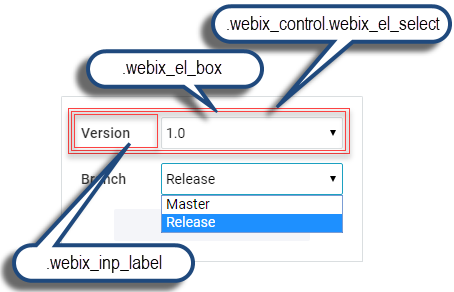 Webix Select CSS map